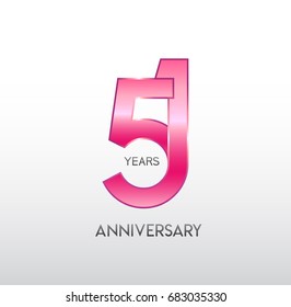 51 years pink anniversary. with overlapping number. for business, corporate, wedding, love, valentine logo celebration