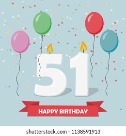 51 Years Selebration Happy Birthday Greeting Stock Vector (Royalty Free ...