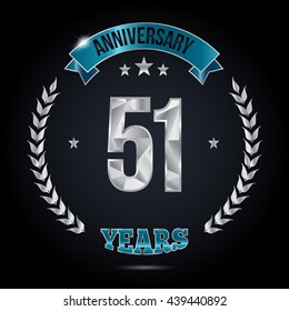 51 Years Silver anniversary logo, low poly design number