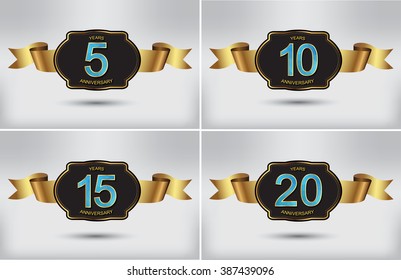 5,10,15,20 years anniversary. Anniversary template design. Vector illustration.