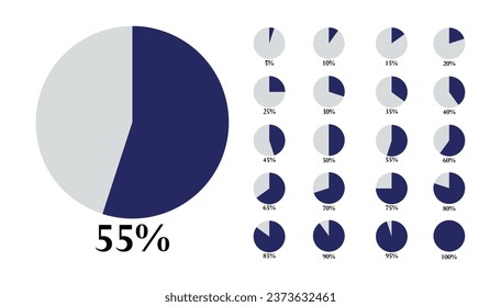 5,10,15,20,25,30,35,40,45,50,55,60,65,70,75,85,90,95,100 numbers pie chart percentage graph design, Infographic Vector 3d Pie Chart, Colorful circle percentage diagrams for infographic.