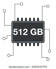 512 GB Ram. Ram memory with electrical circuits, technology and computer processing concept