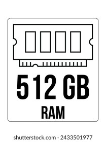 512 GB RAM. Ram memory vector, speed and technological processing concept, computer hardware