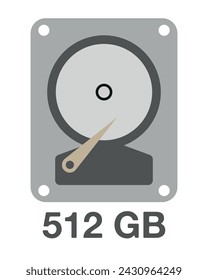 512 GB vector. Hard disk design, data storage and backup concept