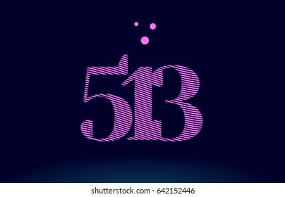 513 number digit logo pink line stripes magenta purple blue font creative text dots company vector icon design