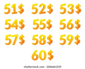 Vector de icono del logotipo de 51-60 dólares