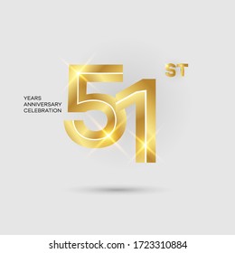 51st 3D gold anniversary logo isolated on elegant background, vector design for celebration purpose