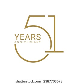 51st, 51 Years Anniversary Logo, Vector Template Design element for birthday, invitation, wedding, jubilee and greeting card illustration.