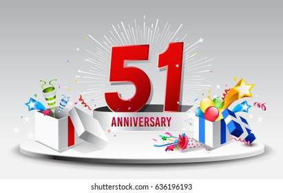 51st Anniversary celebration background. stock vector template