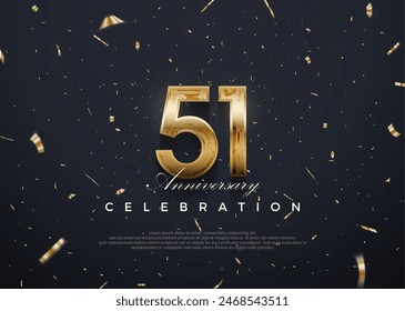 51st anniversary celebration, vector 3d design with luxury and shiny gold. Premium vector background for greeting and celebration.