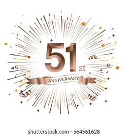 51st Anniversary greeting Card with Starburst. Vector illustration.