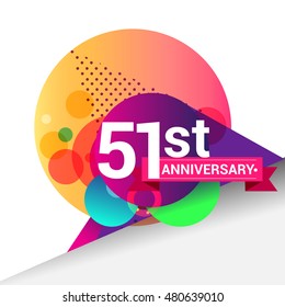 51st Anniversary logo, Colorful geometric background vector design template elements for your birthday celebration.
