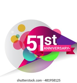 51st Anniversary logo, Colorful geometric background vector design template elements for your birthday celebration.
