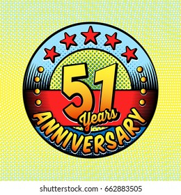 51st anniversary logo. Vector and illustrations. Comics anniversary logo.