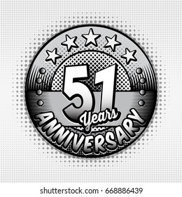 51st anniversary logo. Vector and illustrations. Comics anniversary logo.