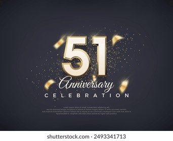 Número del 51 aniversario con números de fantasía. diseño de Vector premium de lujo. Vector de Premium para póster, Anuncio, celebración y saludo.