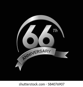 51st anniversary ring logo blue ribbon. vector celebration template