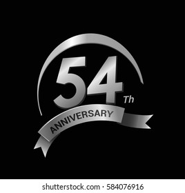 51st anniversary ring logo blue ribbon. vector celebration template