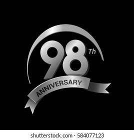 51st anniversary ring logo blue ribbon. vector celebration template