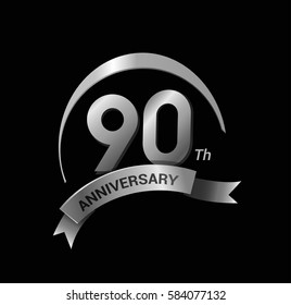 51st anniversary ring logo blue ribbon. vector celebration template