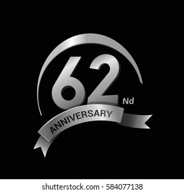 51st anniversary ring logo blue ribbon. vector celebration template