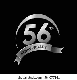 51st anniversary ring logo blue ribbon. vector celebration template