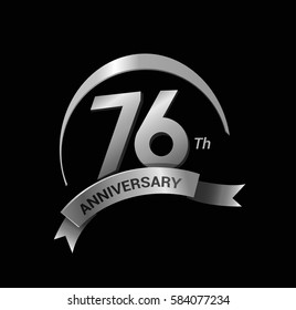 51st anniversary ring logo blue ribbon. vector celebration template