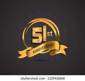 51st Anniversary Template Design Golden Color Stock Vector (Royalty ...