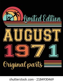 51st Birthday Vintage Legends Born In August 1971 51 Years Old Retro Birthday Ideas Beach Palm Tree