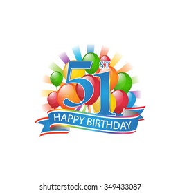 105 Colorful Happy Birthday Logo With Balloons And Burst Of Light ...