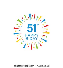 51st Happy Birthday Logo Circle Shape Stock Vector (Royalty Free ...