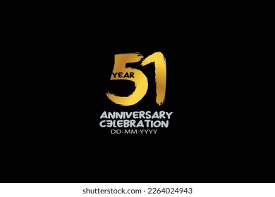 51th, 51 years, 51 year anniversary celebration abstract style logotype. anniversary with gold color isolated on black background, vector design for celebration vector