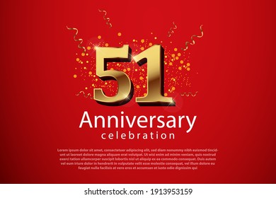 51th anniversary background with 3D number illustration