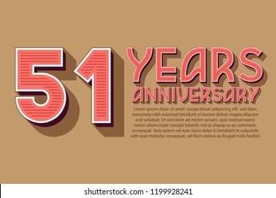 51th Anniversary numbers. background for anniversary