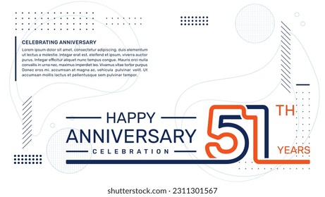 51th anniversary template design with abstract background, vector template