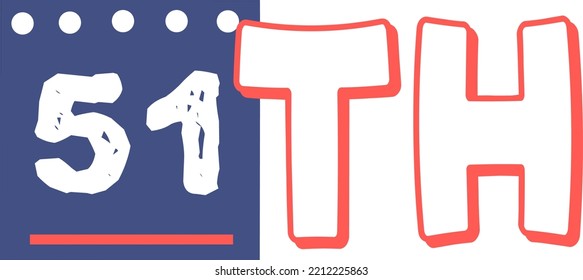 51.ª ilustración de arte vectorial contando números ordinales con fuente fantástica y color rojo azul, hojas de cálculo - hojas de cálculo de número de secuencia de coincidencia para preescolares 