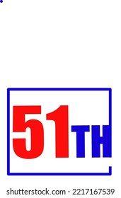 51th Ordinal Numbers counting vector art illustration with fantastic font and blue red color - 51th anniversary - happy birthday