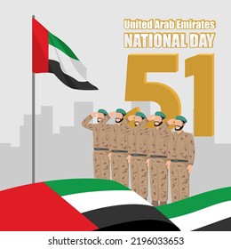 51.ª Ilustración del Vector del Día Nacional de los EAU. Adecuado para carteles y banner de tarjetas de felicitación. Ilustración de vectores Modelo de banner del Día de la Independencia de los Emiratos Árabes Unidos