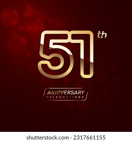 51th year anniversary logo design with a double line concept in gold color