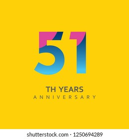 51th Year Anniversary Vector Template Design Illustration.