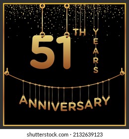 51º aniversario, diseño vectorial para la celebración del aniversario con color dorado sobre fondo negro, diseño simple y de lujo. plantilla de vector de logotipo