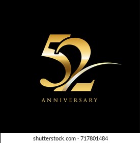 52 Anniversary Elegance Gold Logo Linked Stock Vector (Royalty Free ...