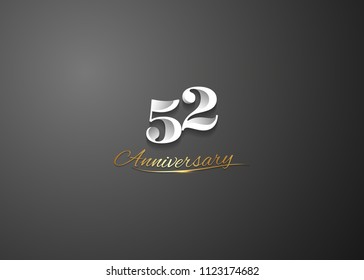 52 Anniversary elegant logotype design, white colored isolated on black background