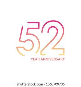 52 anniversary logotype with gradient colors for celebration purpose and special moment