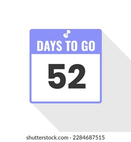 Icono de ventas de cuenta regresiva de 52 días a la izquierda. Faltan 52 días para ir Banner promocional