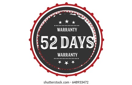 52 days warranty icon vector vintage grunge guarantee background