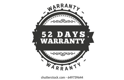 52 days warranty icon vector vintage grunge guarantee background