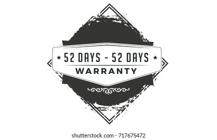 52 days warranty icon vintage rubber stamp guarantee