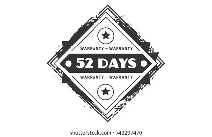 52 days warranty icon vintage rubber stamp guarantee