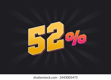 52% banner de descuento con fondo oscuro y texto amarillo. 52 por ciento de diseño promocional de ventas.